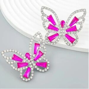 ❤️ FREE Butterfly Rhinestone Shimmer Boho Bug Shine Hipster Chic Glam Earrings